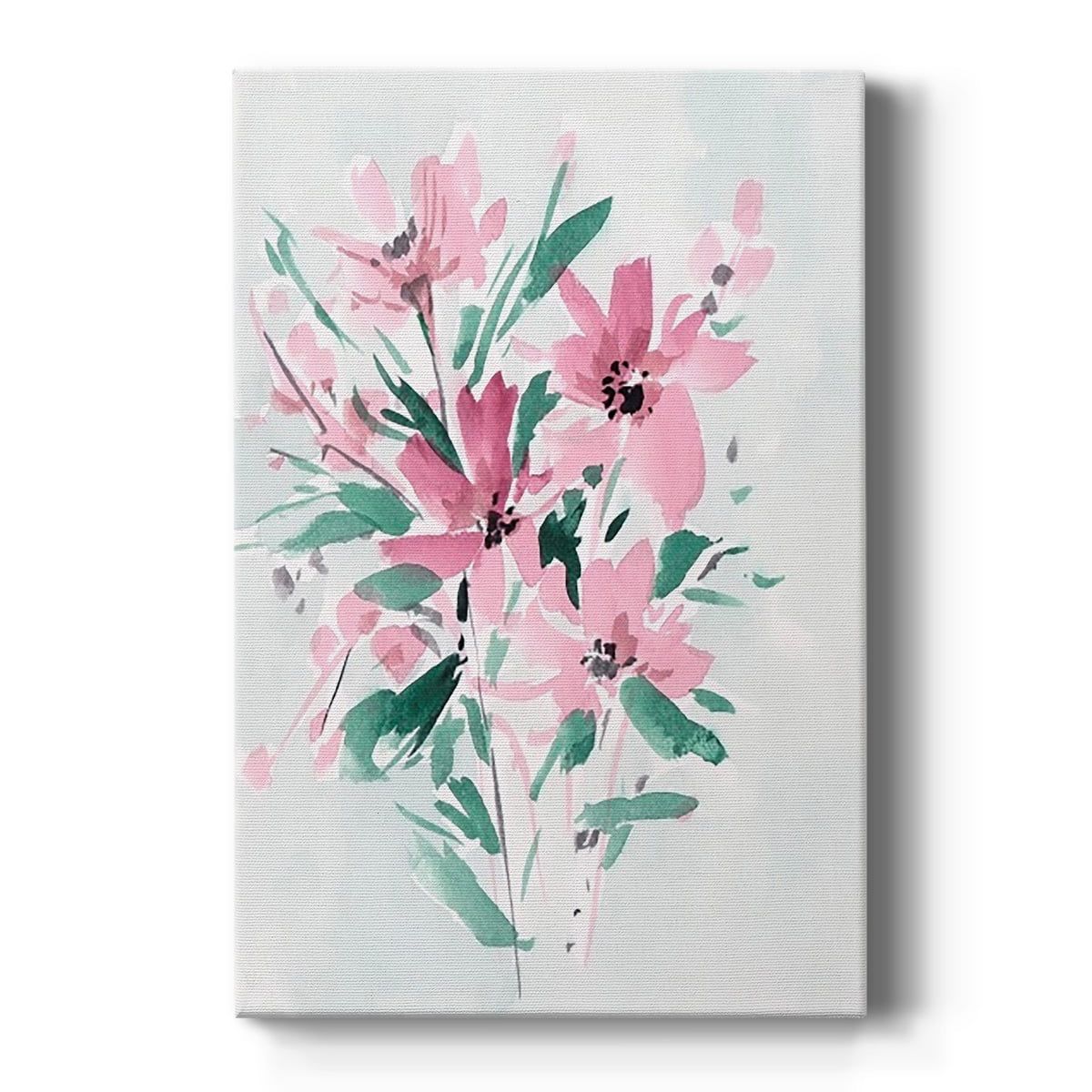 Floral Cascade Pink and Green Canvas Print