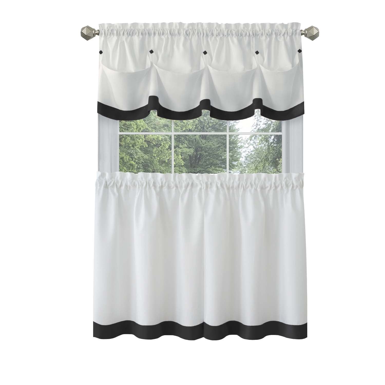 Lana Black and White Polyester Window Curtain Set