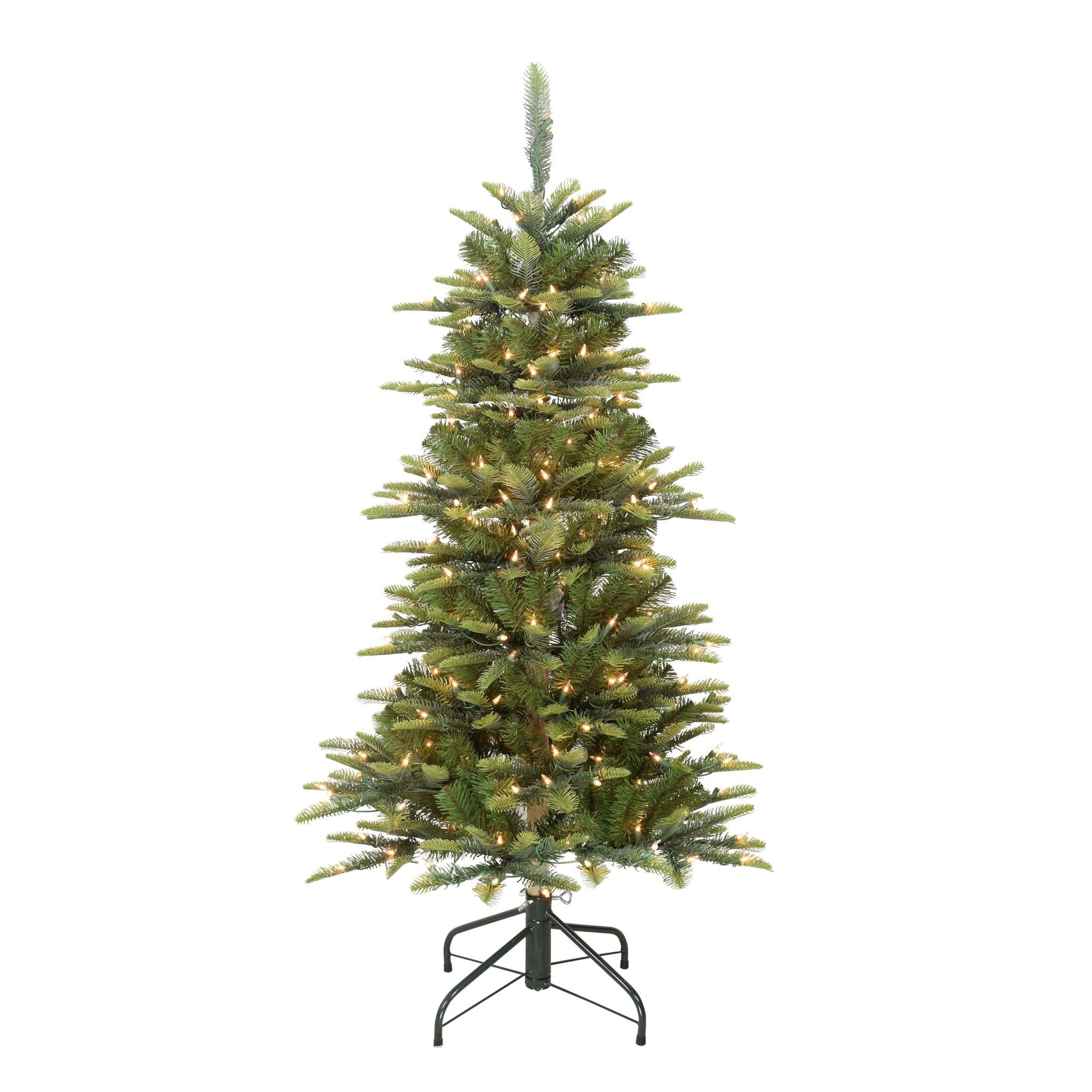 4.5' Green Slim Aspen Fir Pre-Lit Artificial Christmas Tree