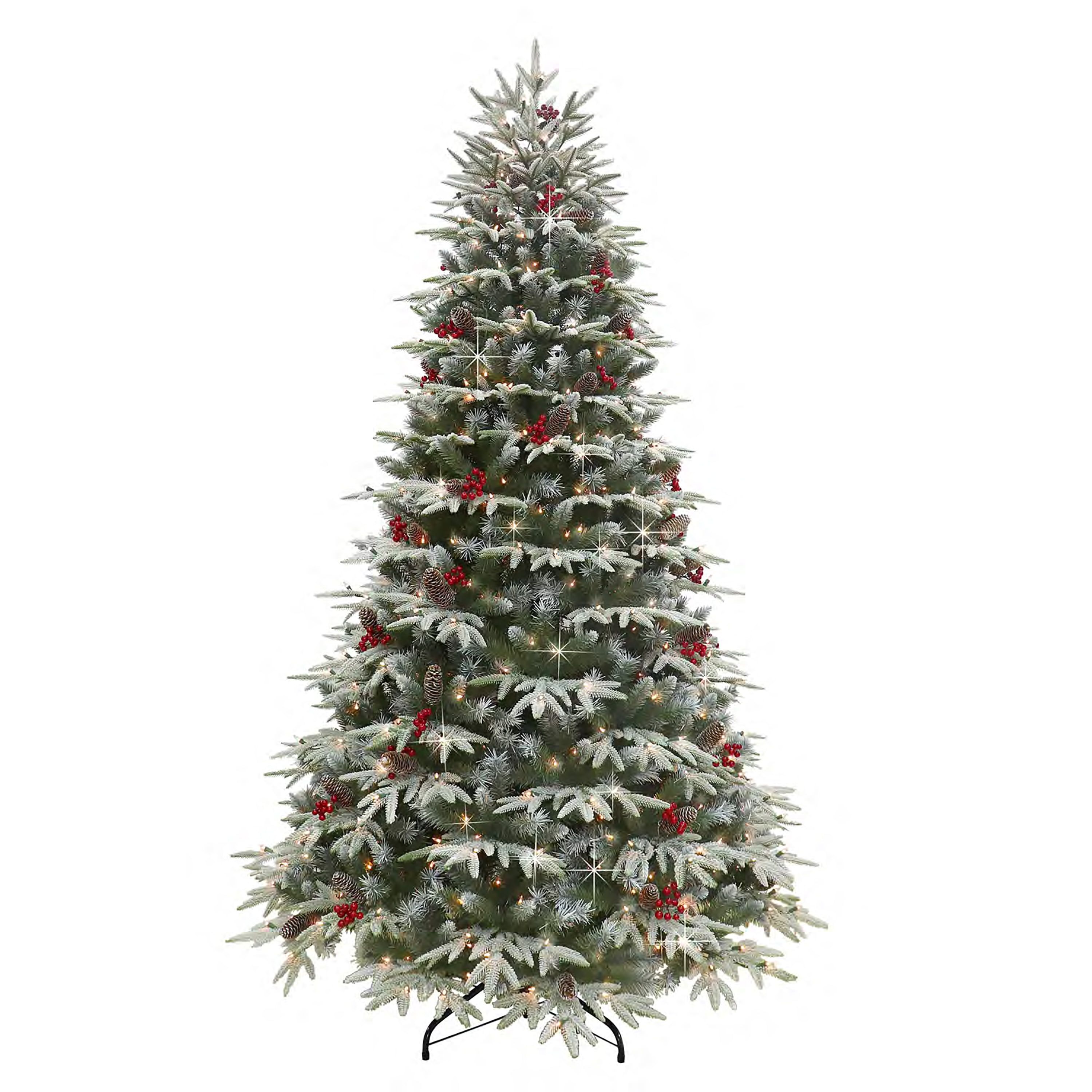 7.5' White Flocked Fir Artificial Christmas Tree with Lights