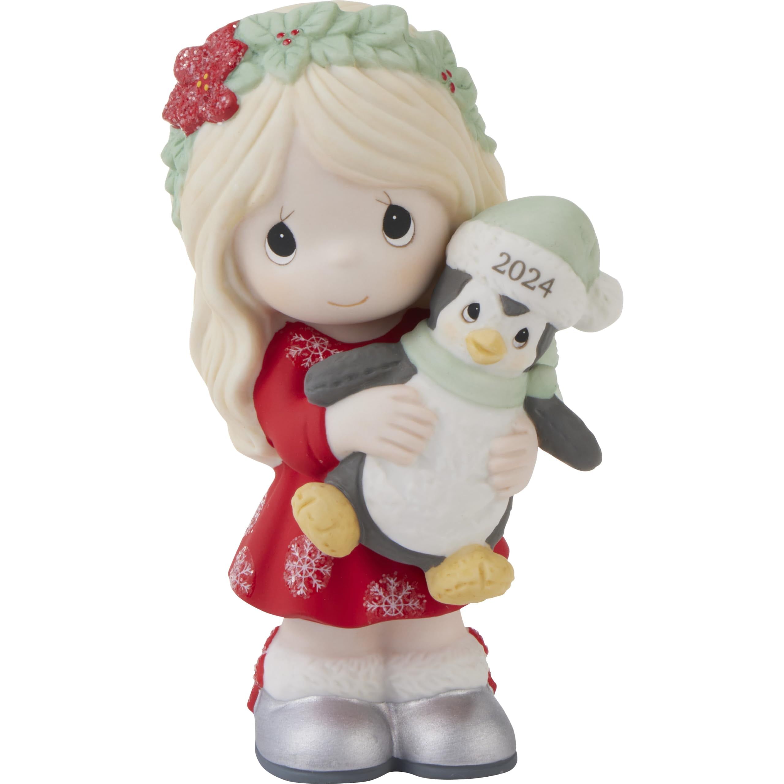 2024 Red Dress Porcelain Winter Figurine with Penguin