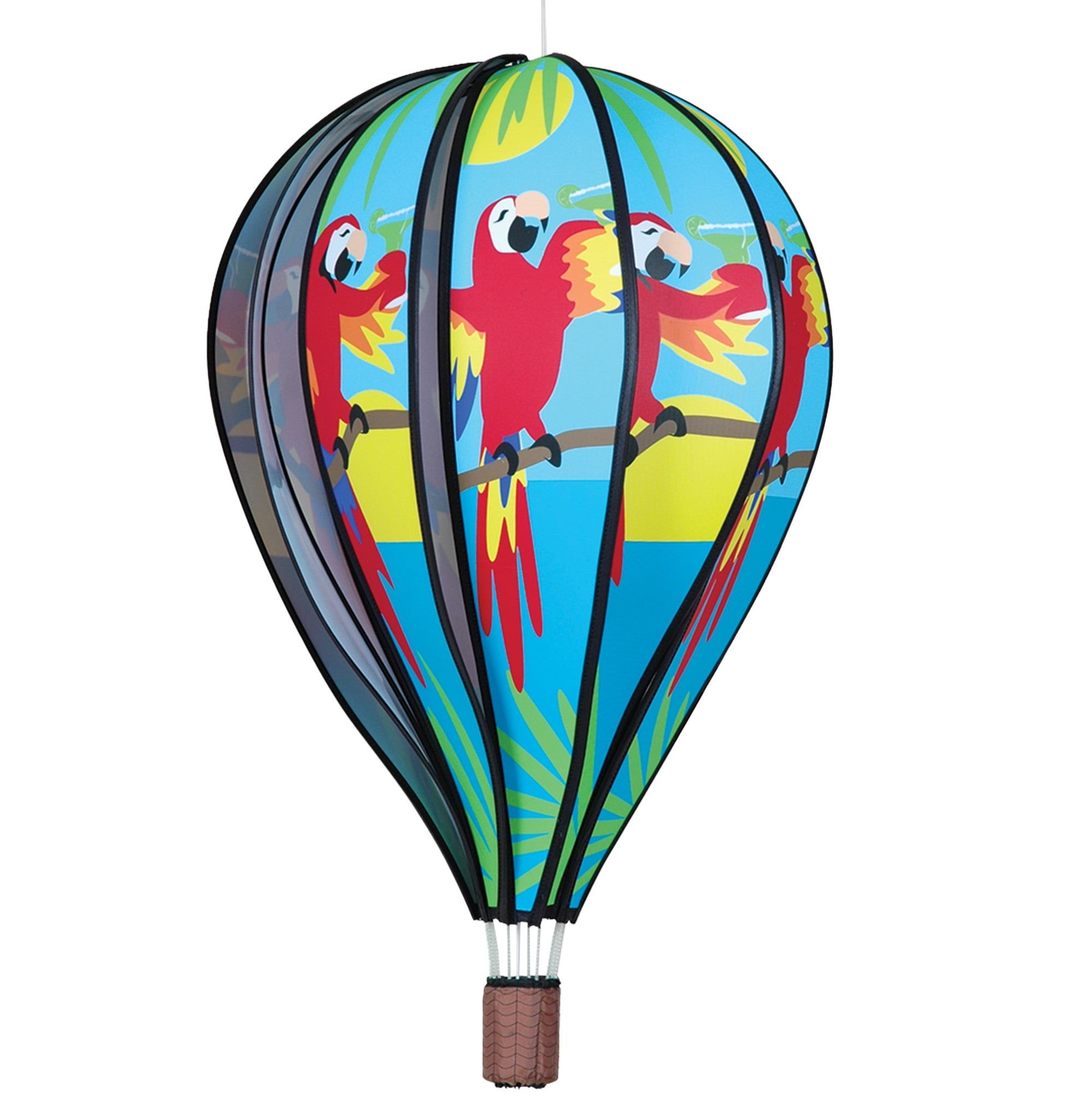 Vibrant Parrot Hot Air Balloon Garden Spinner 22" Weather-Resistant