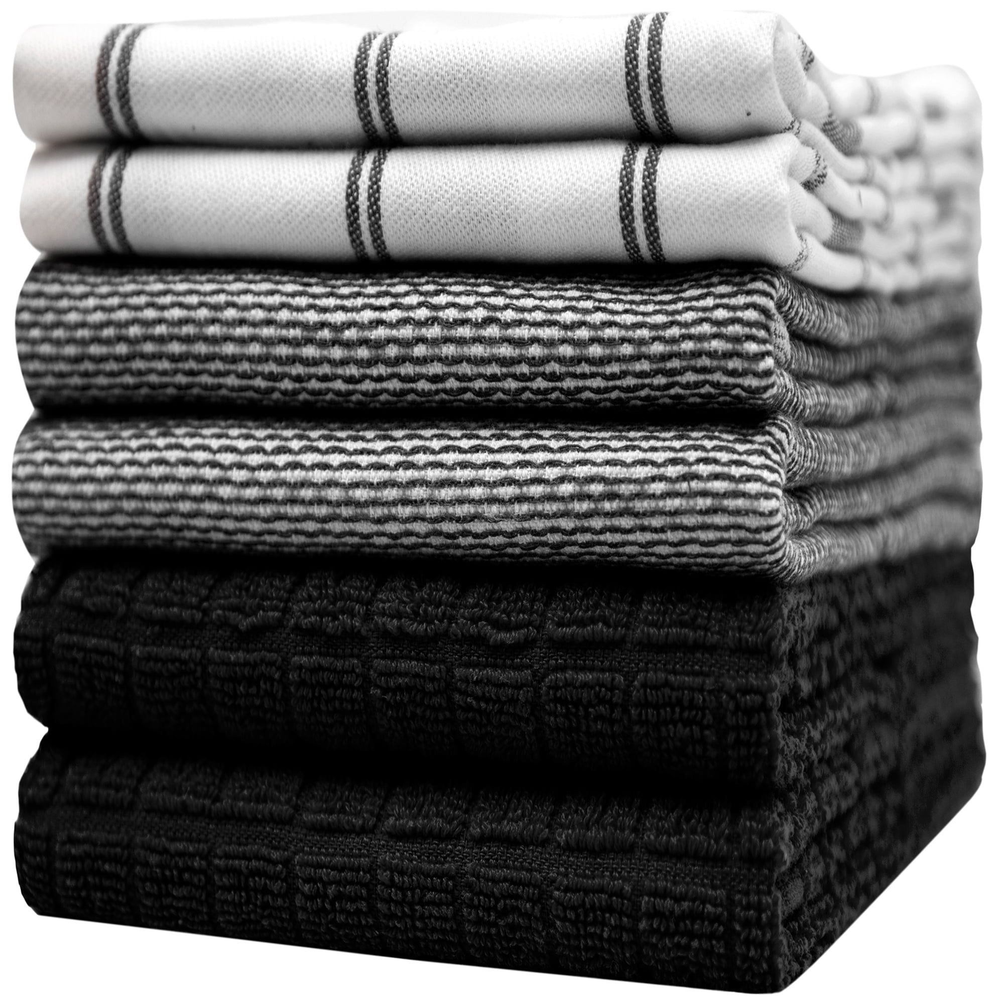 Checkered Cotton Terry Kitchen Towel Set, 20" x 28", 6-Pack