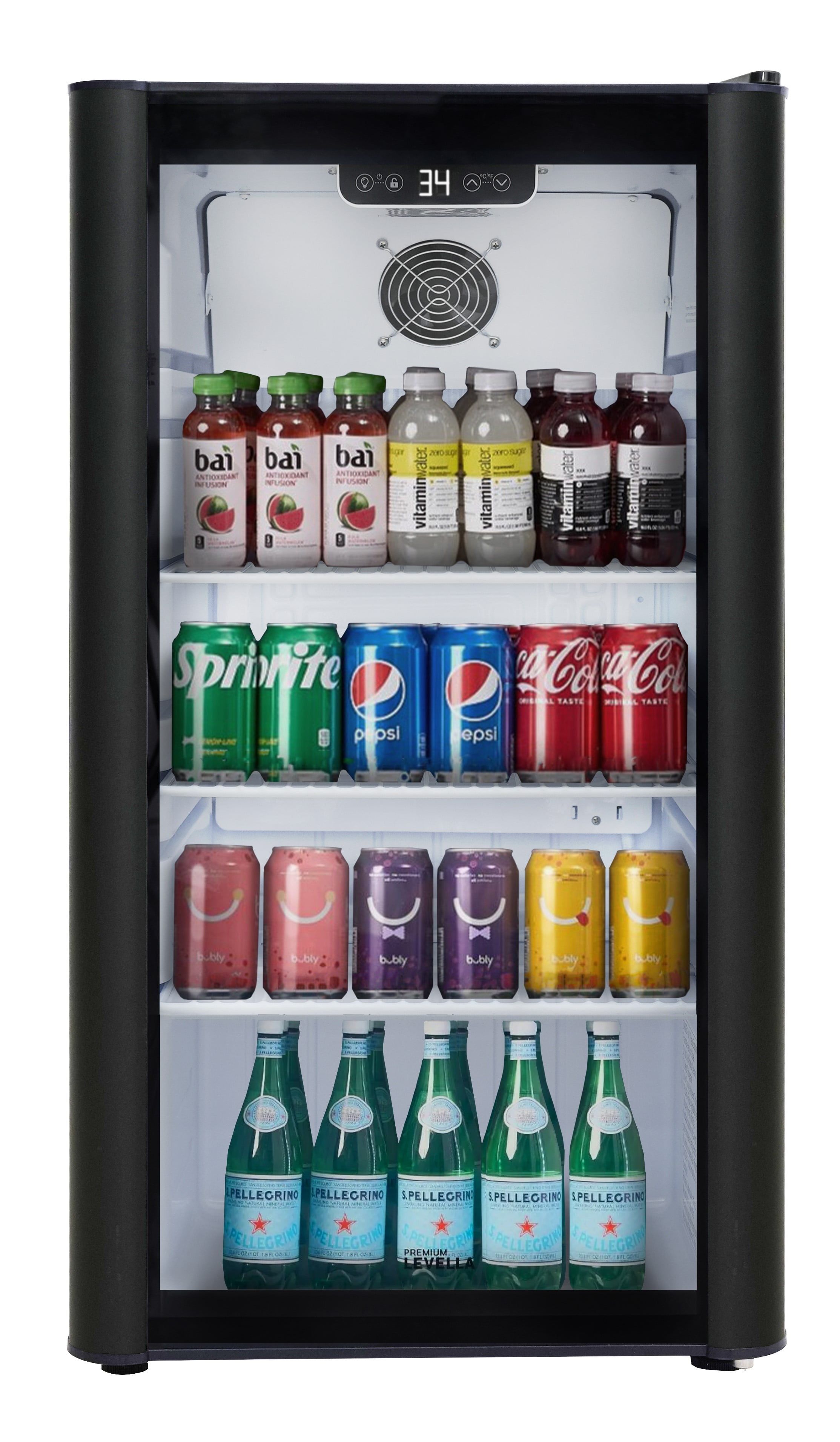 Black Glass Door Display Refrigerator with Adjustable Shelves