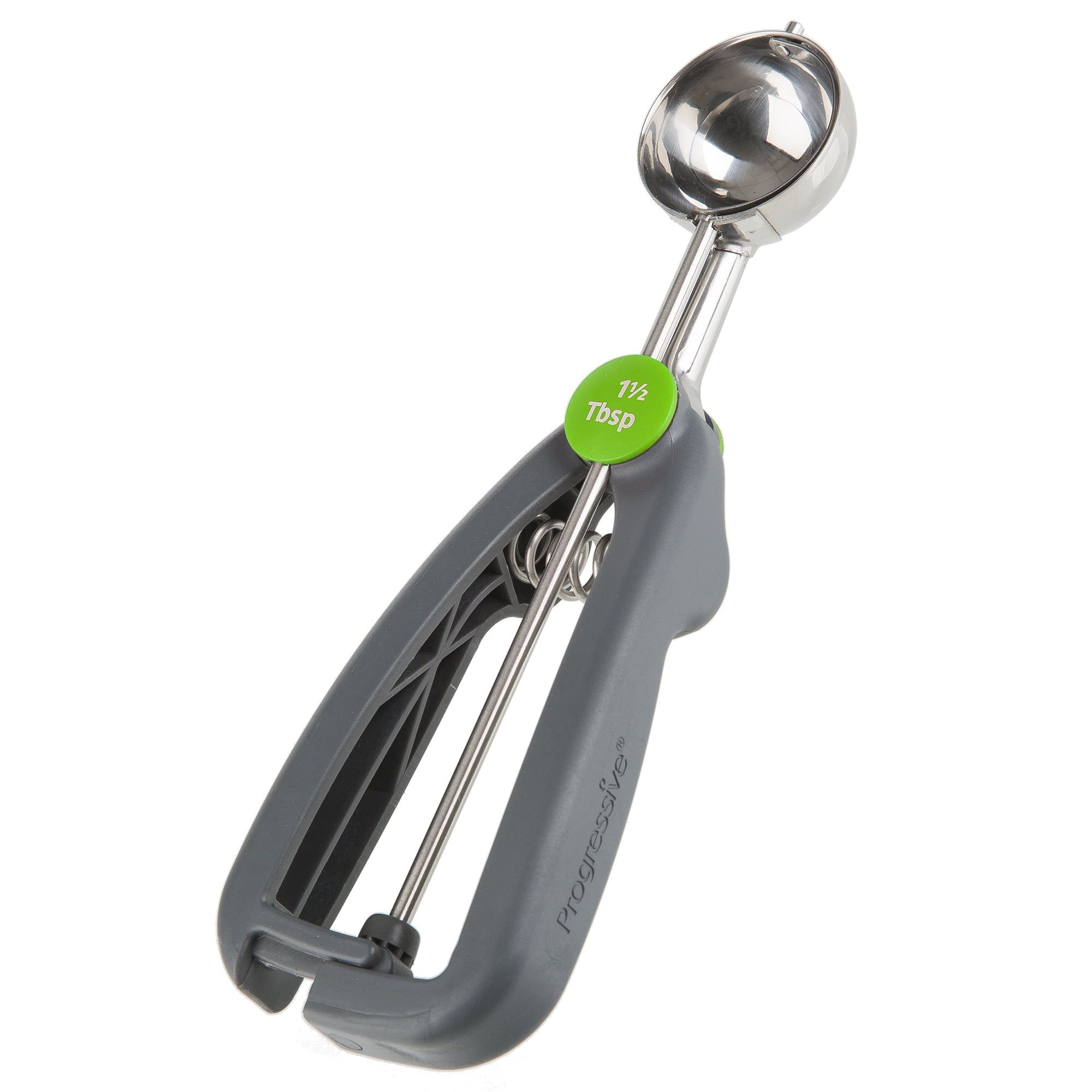 Medium Gray Stainless Steel Quick-Release Cookie Scoop