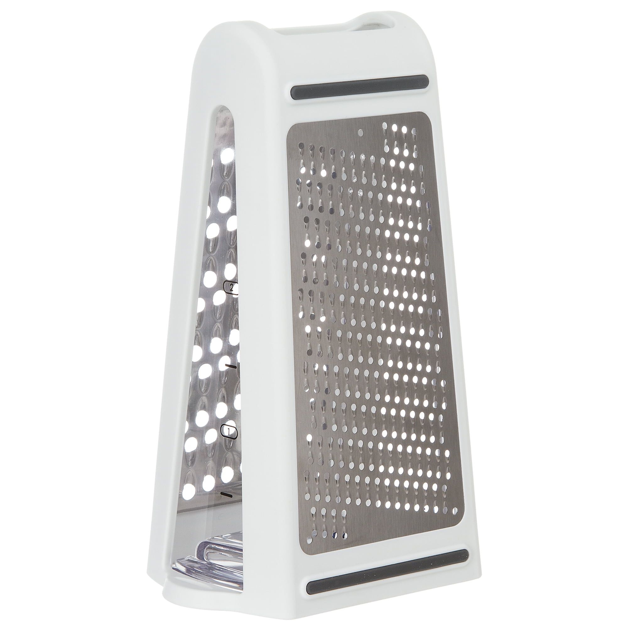 White and Stainless Steel Grater with 2 Cup Container