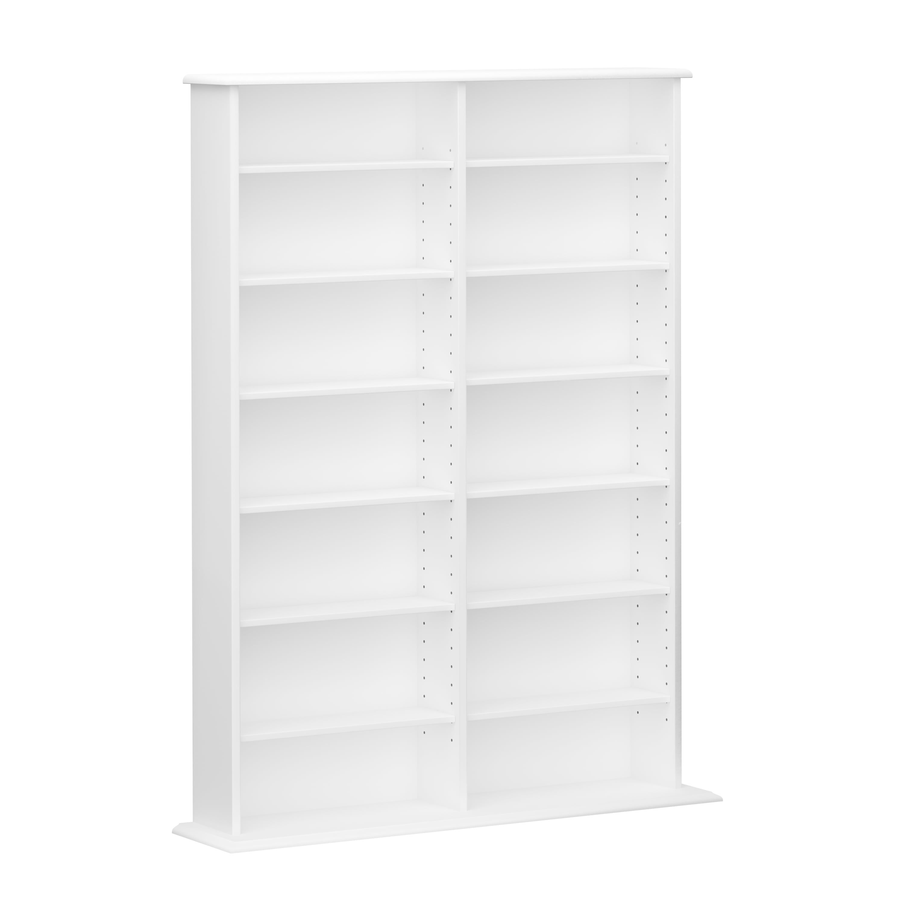 White Double Column Media Storage Cabinet with Adjustable Shelves