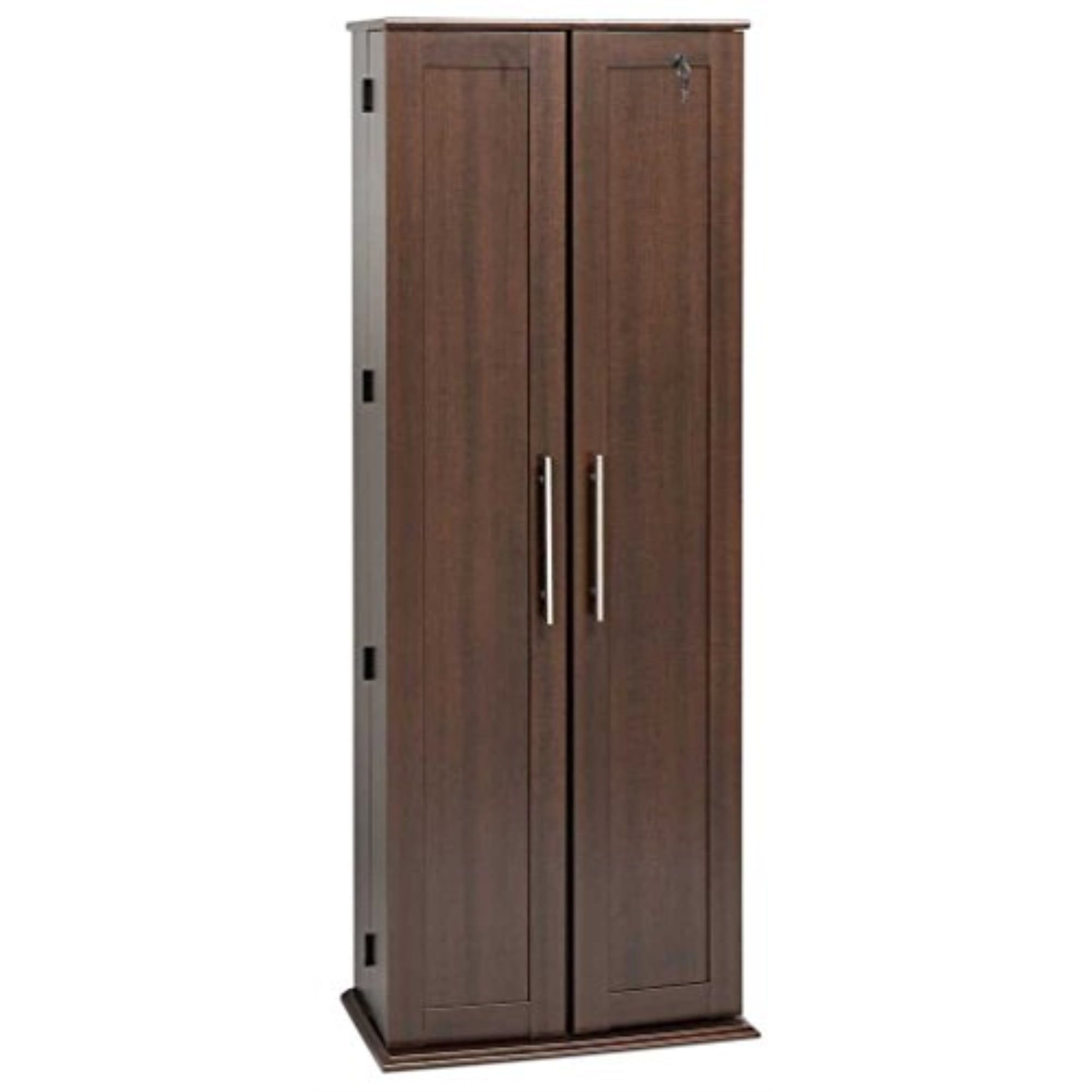 Espresso Shaker Style Locking Media Storage Cabinet with Adjustable Shelves