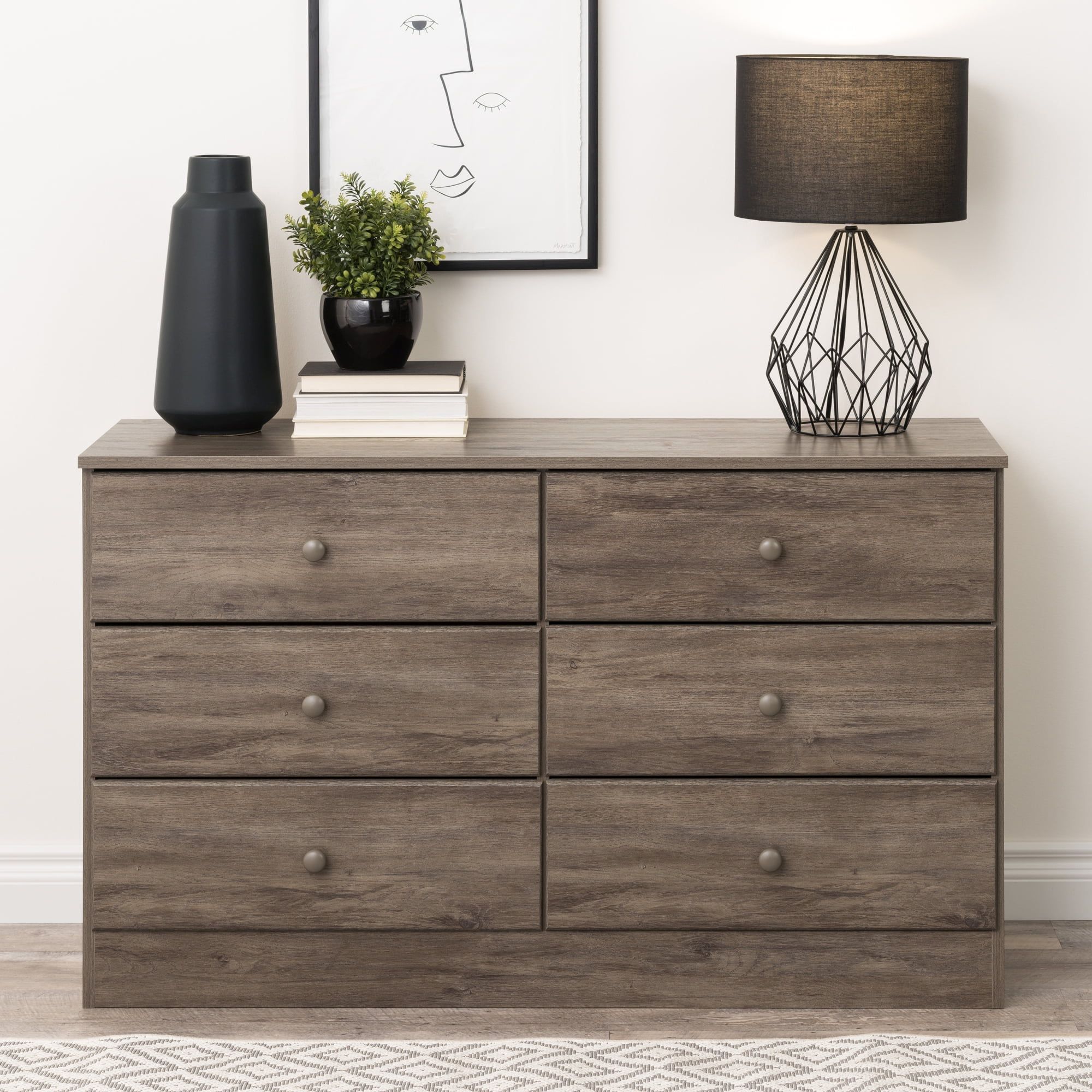 Astrid Farmhouse 6-Drawer Double Dresser in Drifted Gray Pine