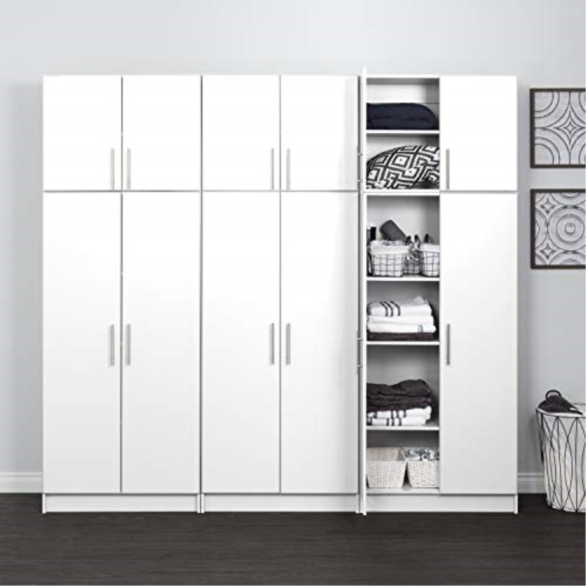 White 96" Cabinet Set with Adjustable Shelving