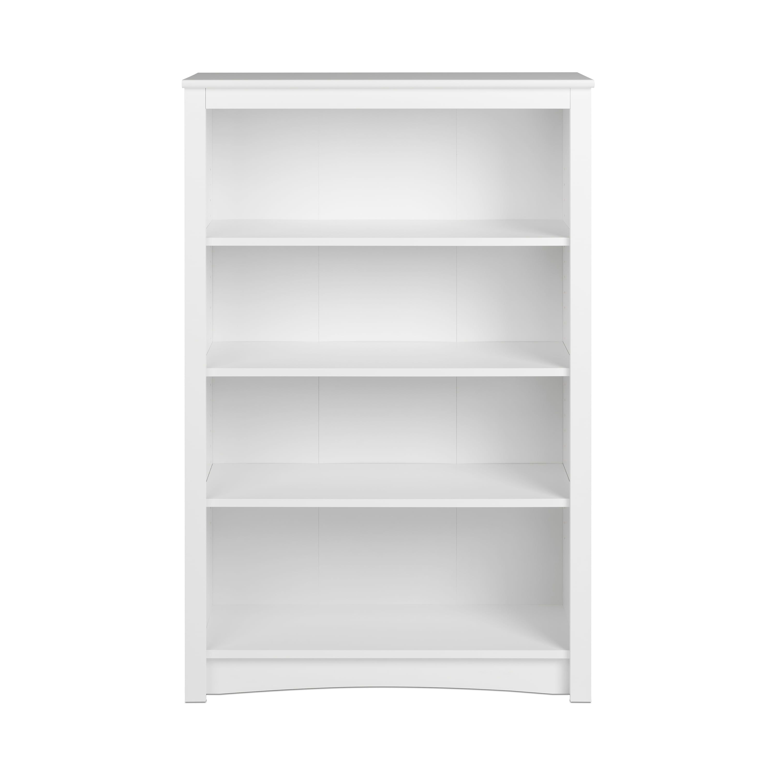 Transitional White Lacquered 4-Shelf Adjustable Bookcase