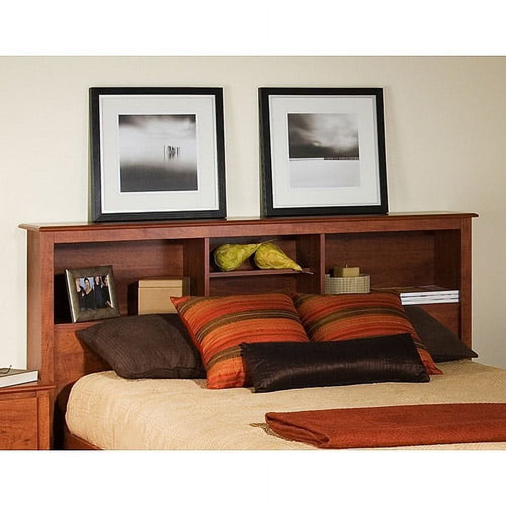 Full/Queen Cherry Wood Bookcase Headboard with Storage