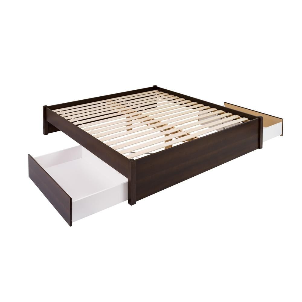 Elegant Espresso King Platform Bed with Storage Drawers