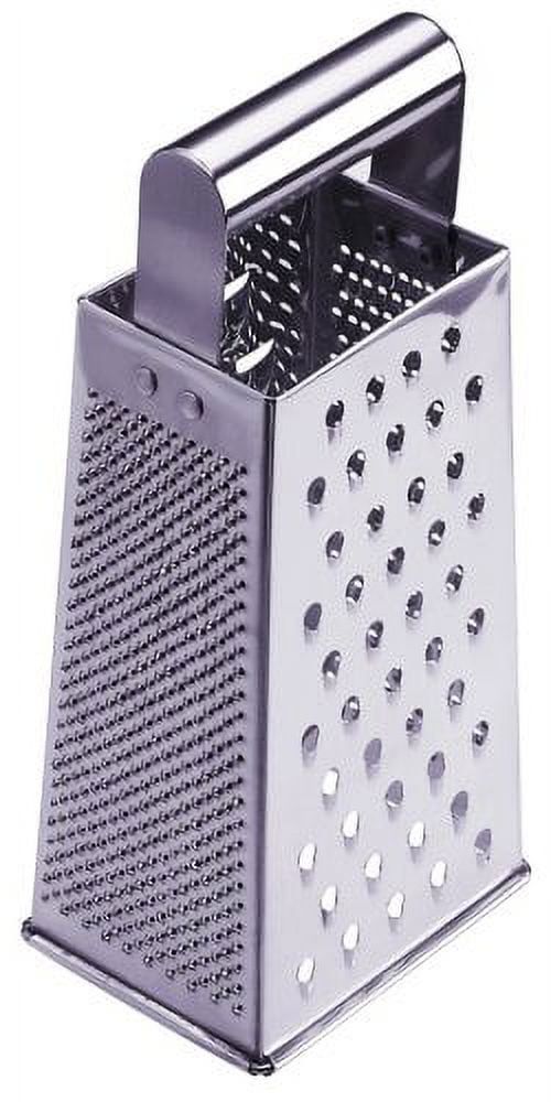 Silver Stainless Steel 4-Sided Box Grater with Handle