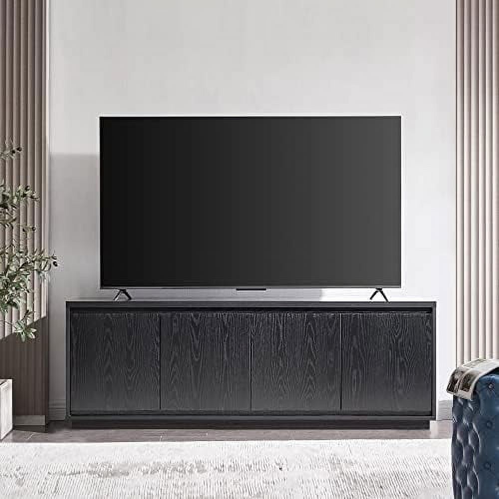 Presque 68" Black Grain Modern TV Stand with Enclosed Cabinets