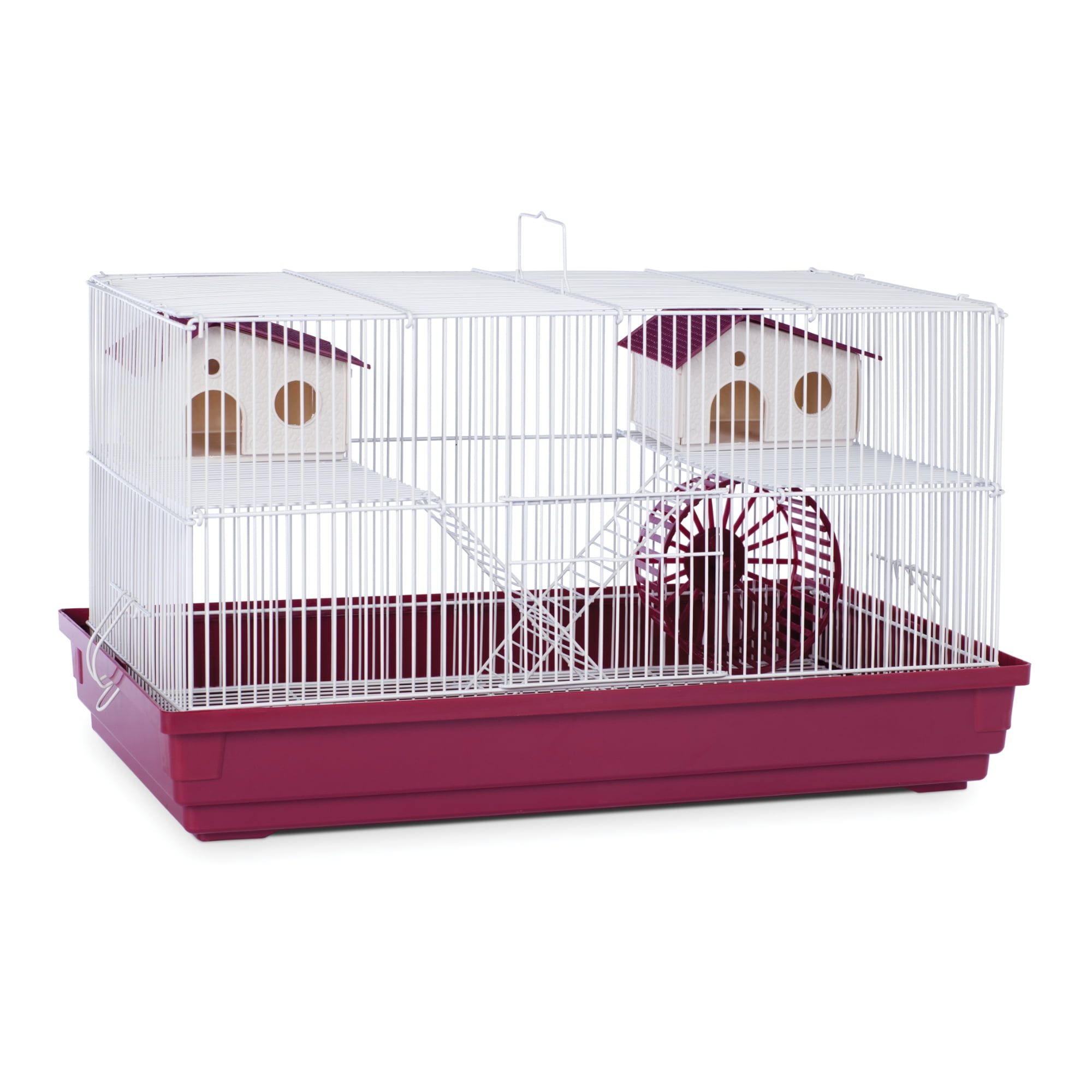 Deluxe White and Red Hamster Cage with Accessories