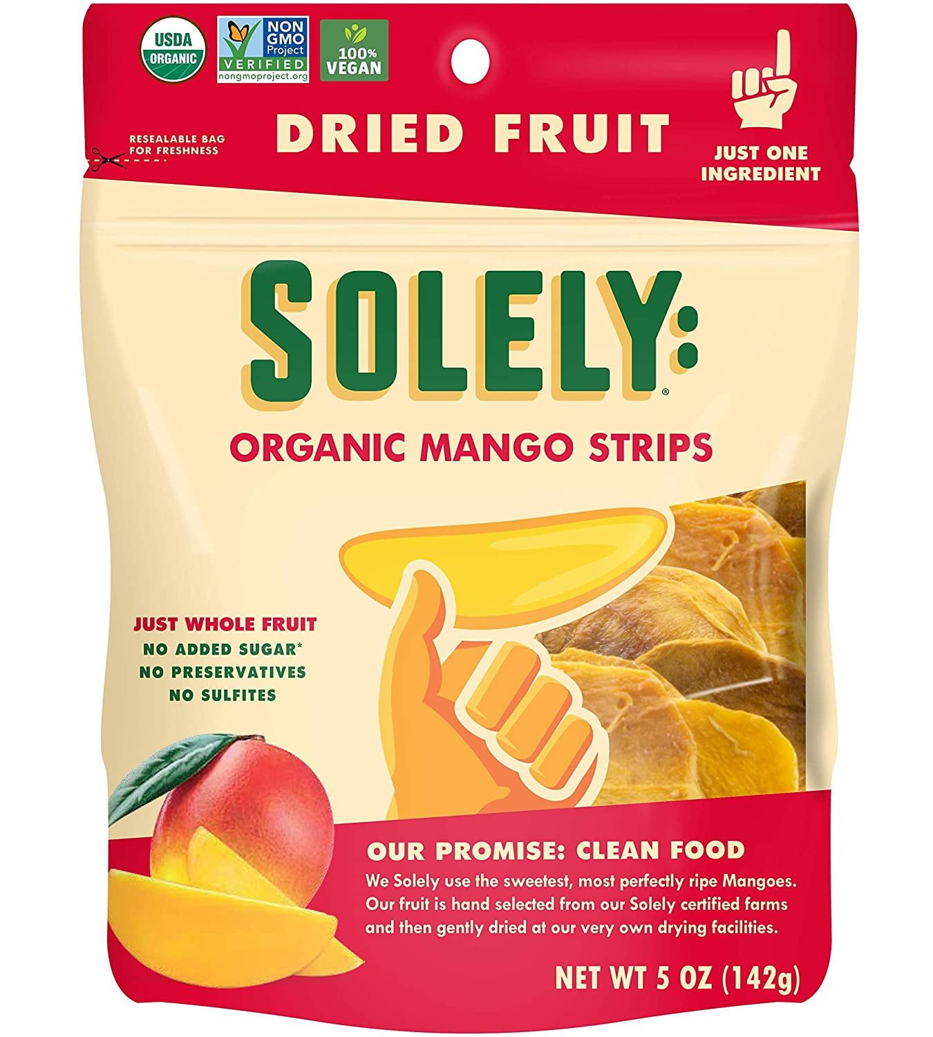 Organic Vegan Dried Mango Strips 5 oz Pack of 6