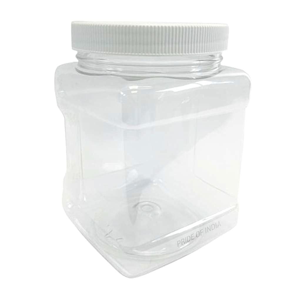 Clear BPA-Free Plastic Square Storage Jar with Screw Cap, 32 oz