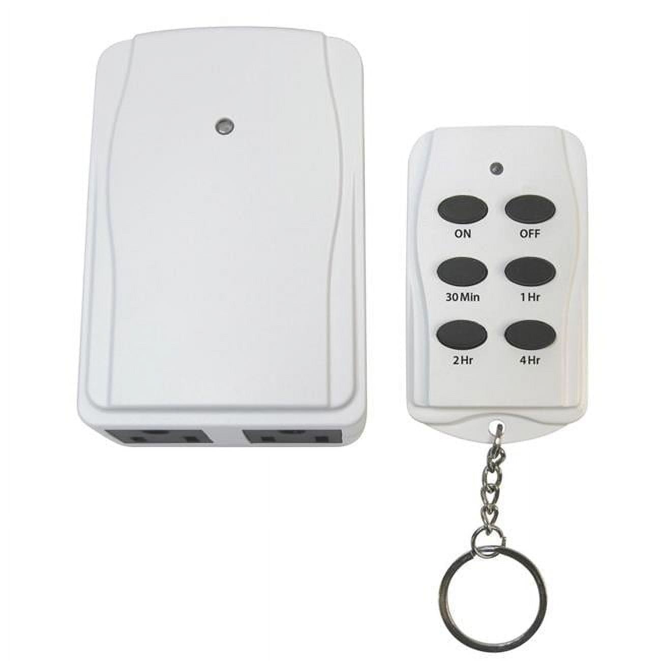 White Indoor Timer with Remote Control and Grounded Outlets