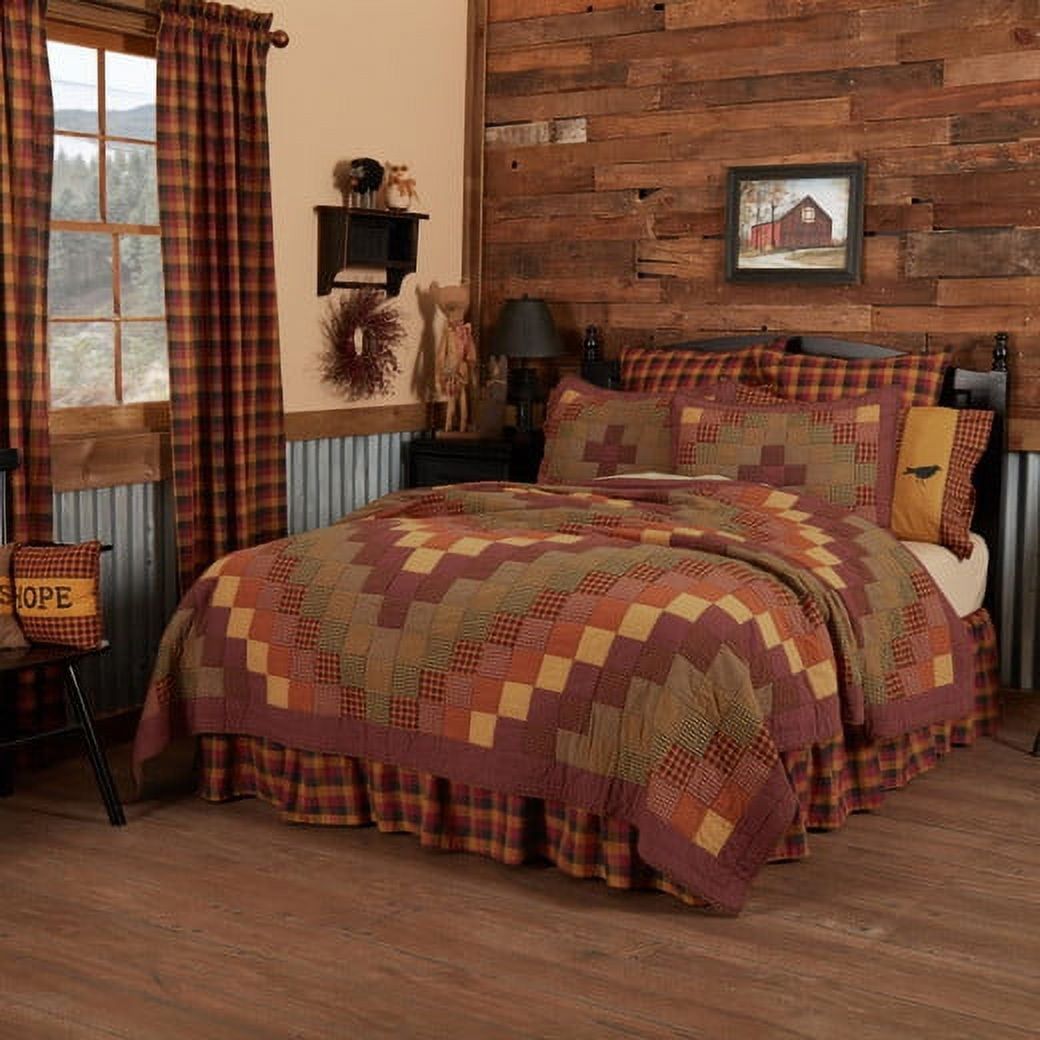 Heritage Farms Black and Mustard Reversible Cotton King Quilt