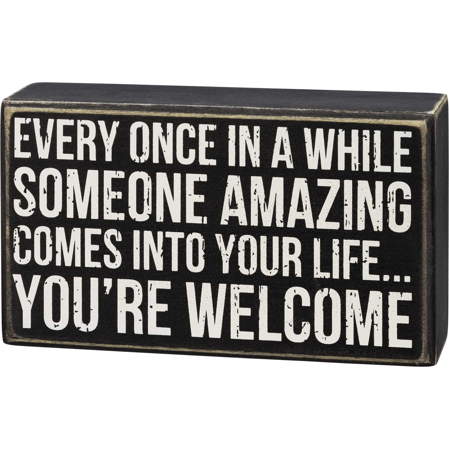 Black and White Wooden Rectangular Box Sign