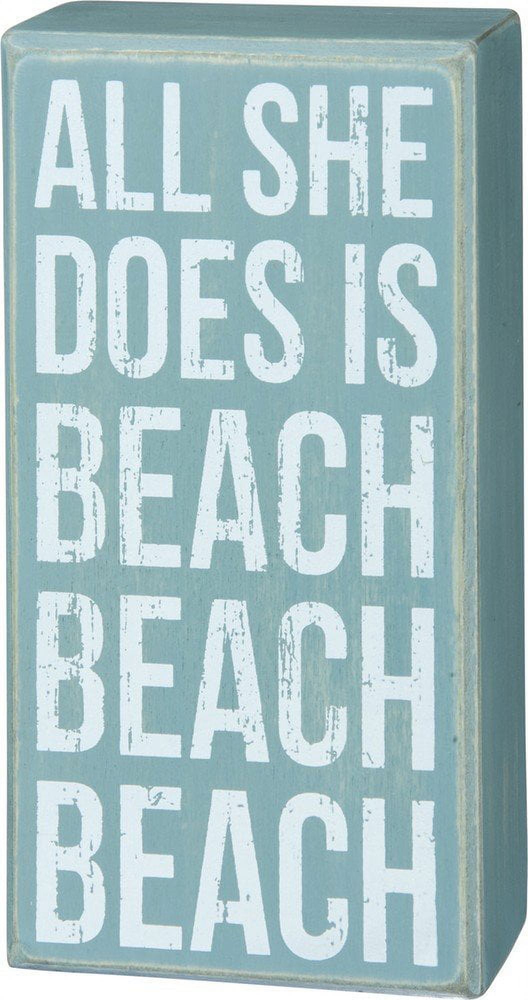 Distressed Blue Wooden Beach Quote Wall Sign