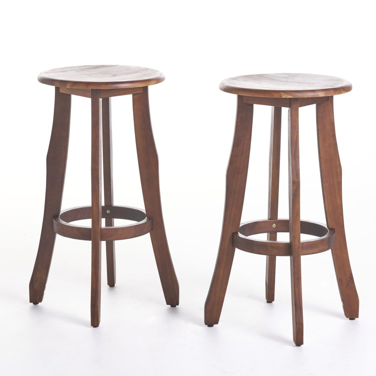 Primrose 30" Dark Brown Acacia Wood Outdoor Barstools, Set of 2