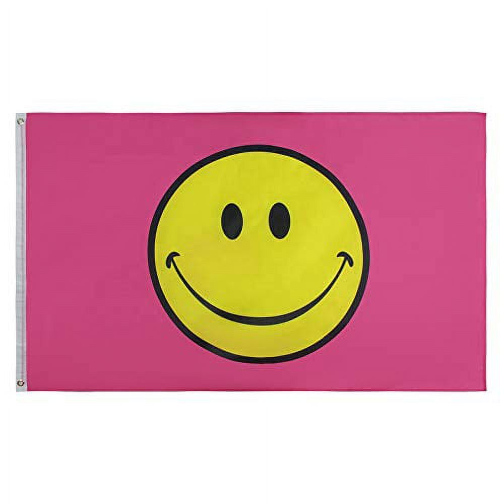 Pink Polyester Smiley Face Rectangular Banner