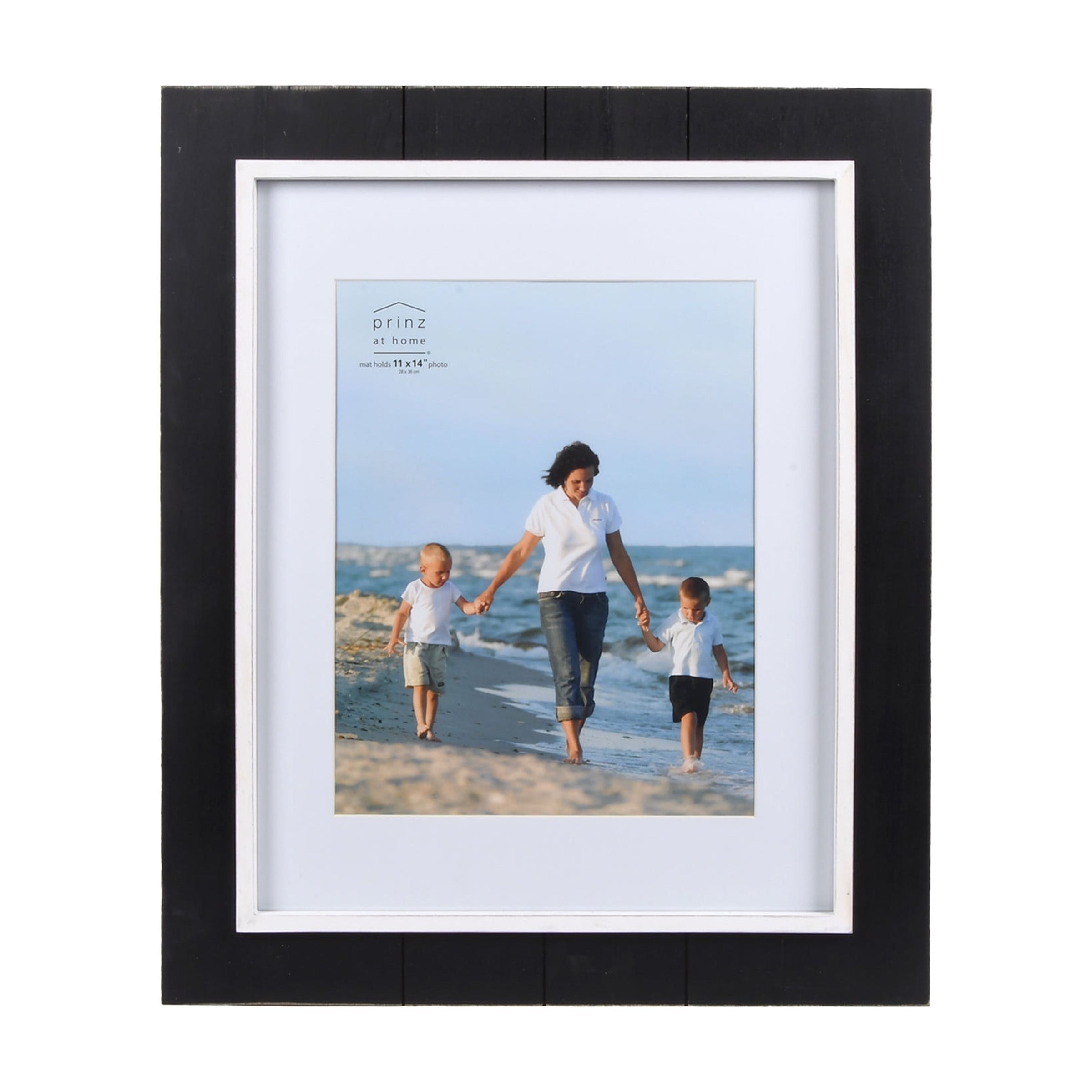 Coastal Black Distressed Wood 11x14 Matted Wall Frame