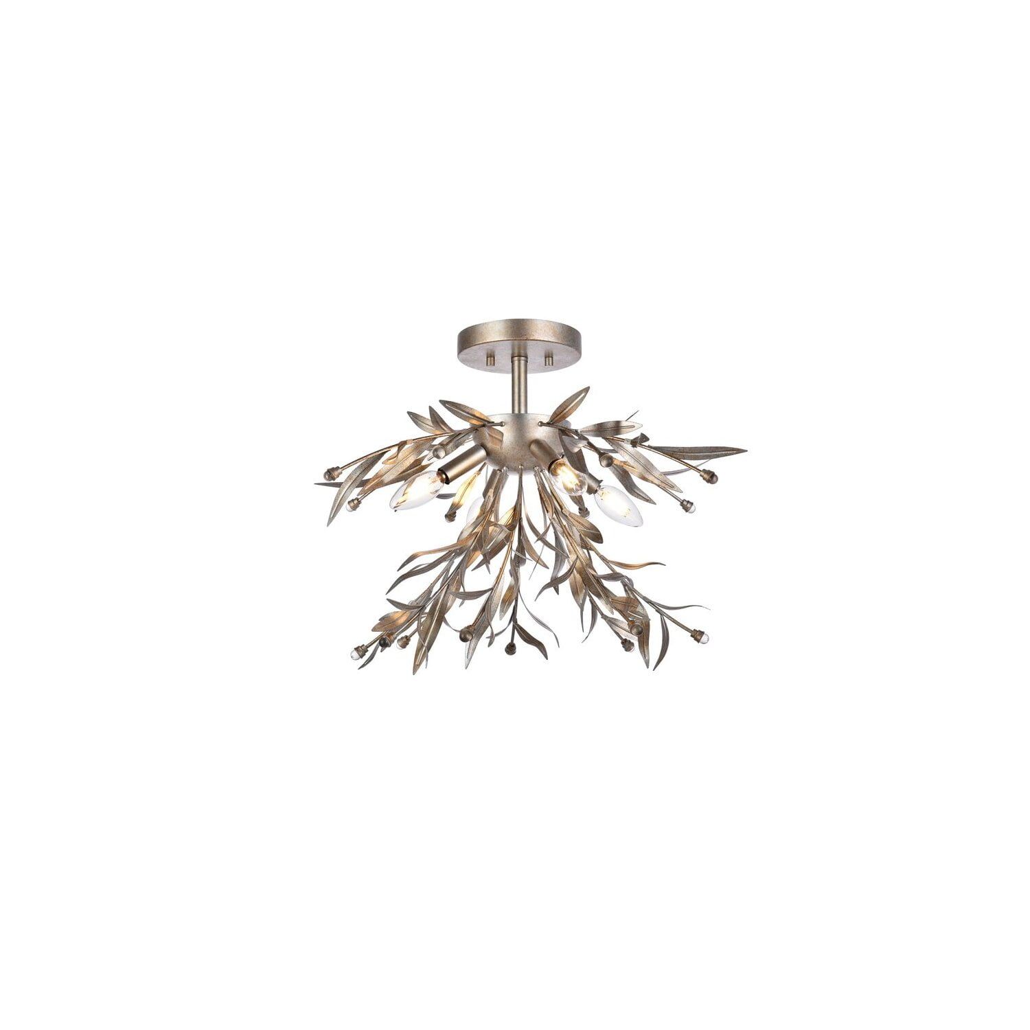 18.5 in Silver Leaf Crystal Flush Mount Light