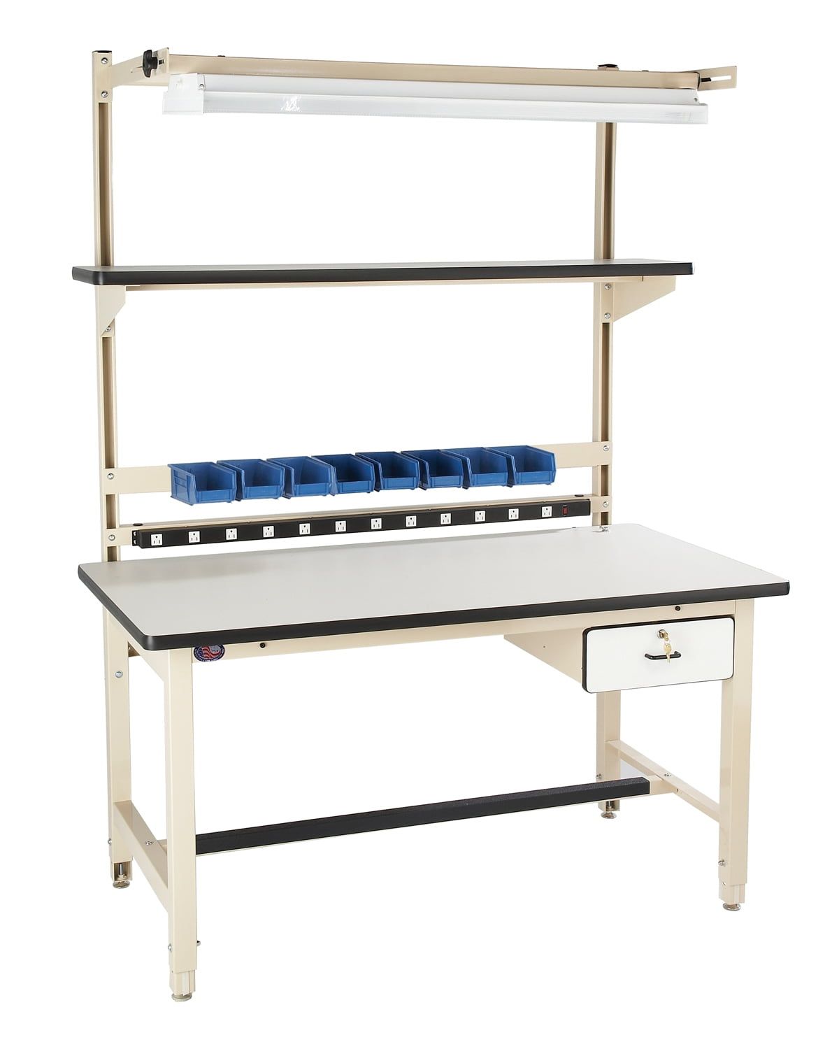 Beige ESD Laminate 72" Workbench with Power Supply and Drawer