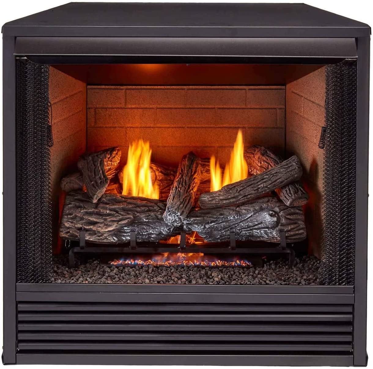 ProCom 32-Inch Black Gas Ventless Firebox with Mantel