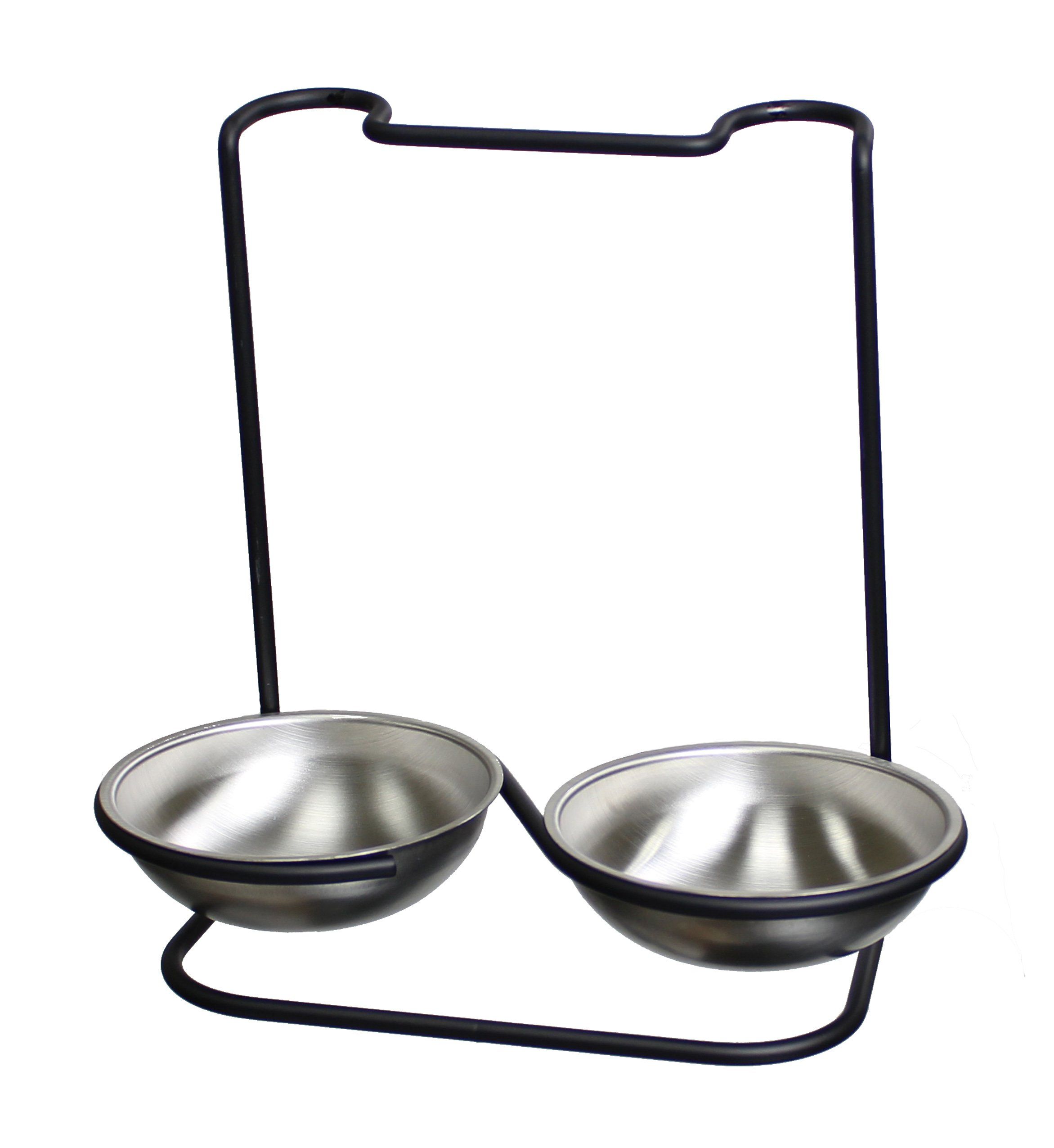 Polished Stainless Steel Double Spoon Rest with Black Frame