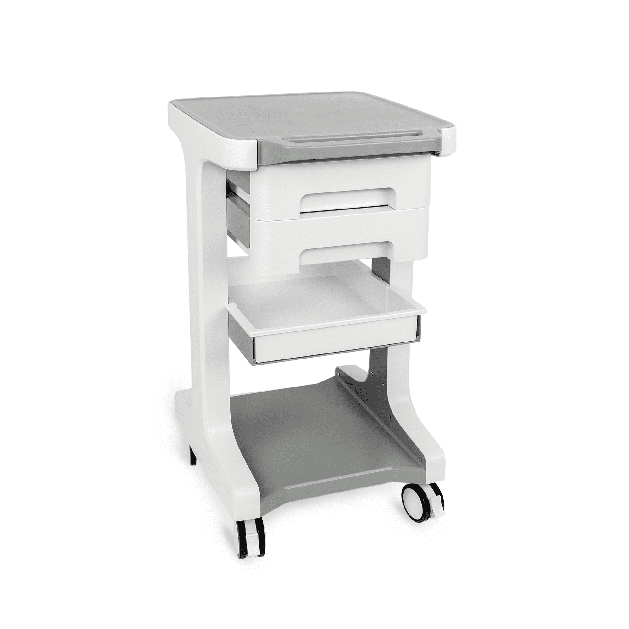 White and Gray 3-Tier 2-Drawer Utility Cart with Wheels