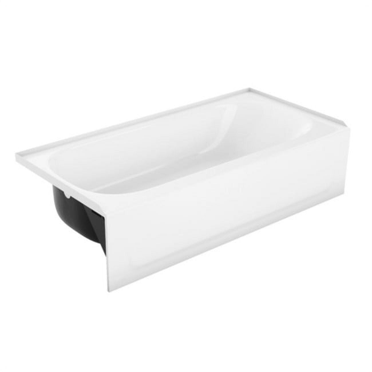 White 60" Enameled Steel Alcove Soaking Tub with Non-Skid Surface