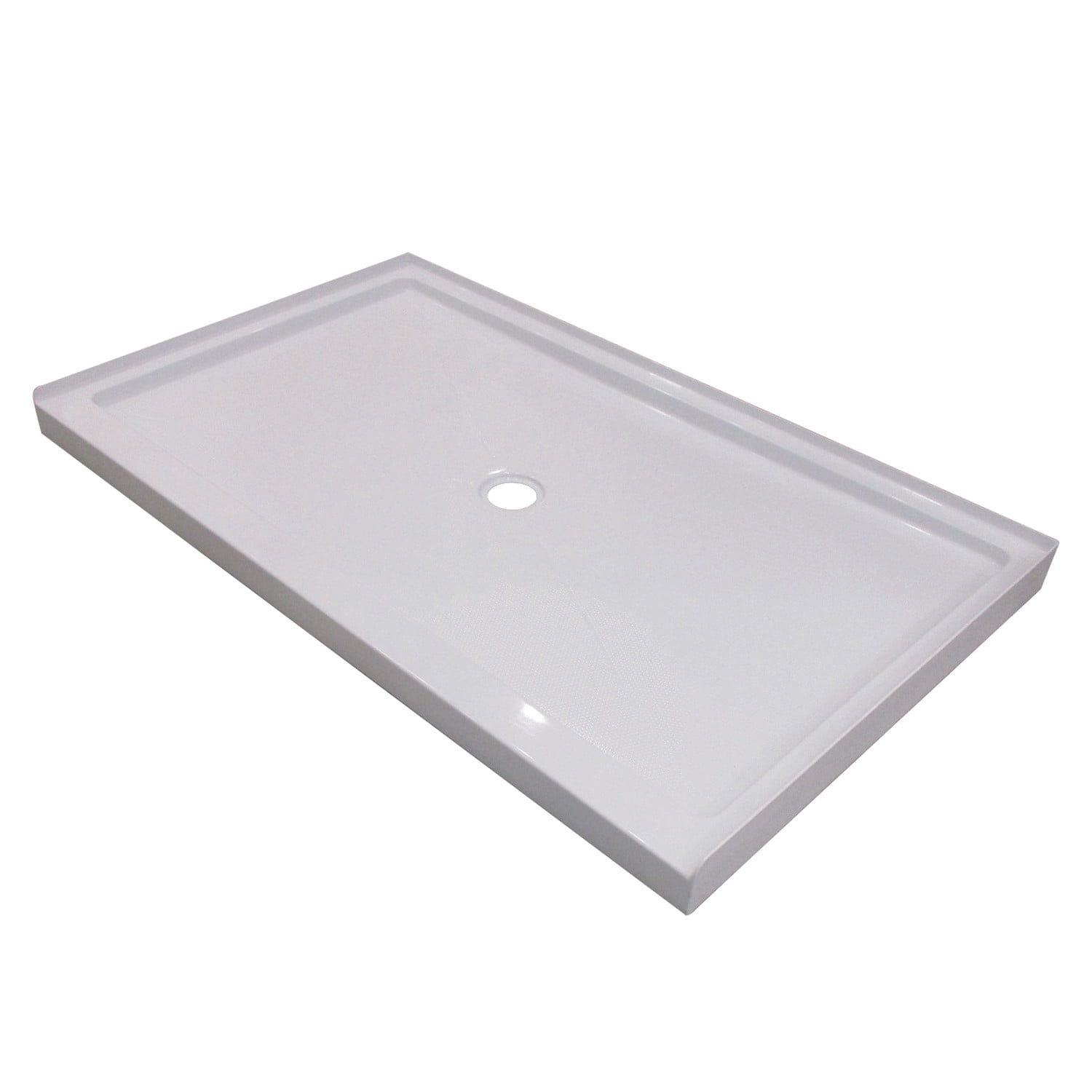 White Acrylic Rectangular Shower Base with Center Drain, 60" x 32"