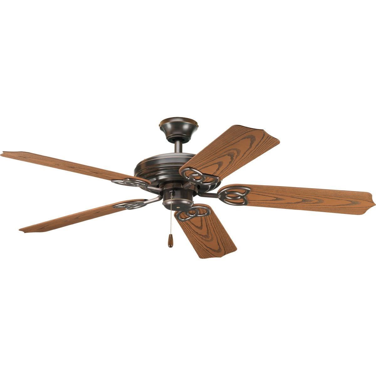 Antique Bronze 52" 5-Blade Indoor/Outdoor Ceiling Fan with Oak Blades