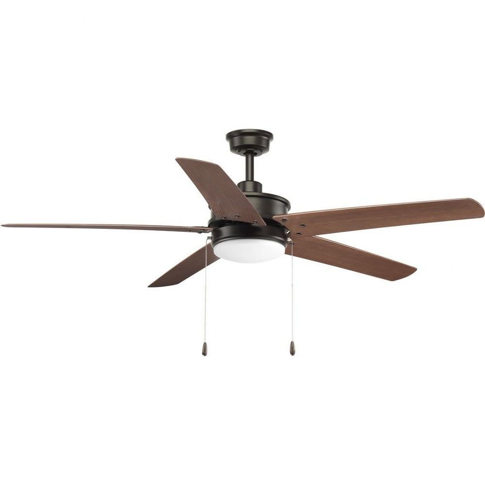 Whirl 60" Antique Bronze Ceiling Fan with Walnut Blades and LED Light