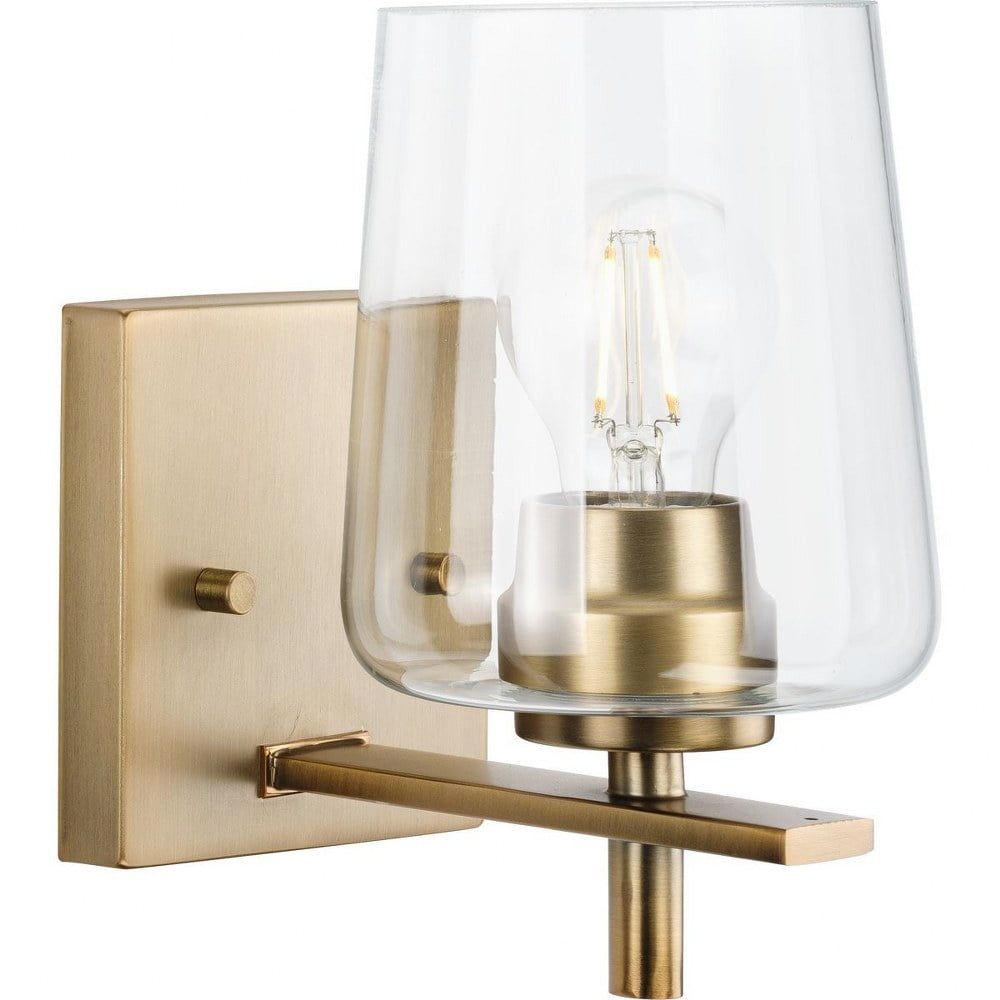 Calais Vintage Brass Dimmable Wall Sconce with Clear Glass Shade