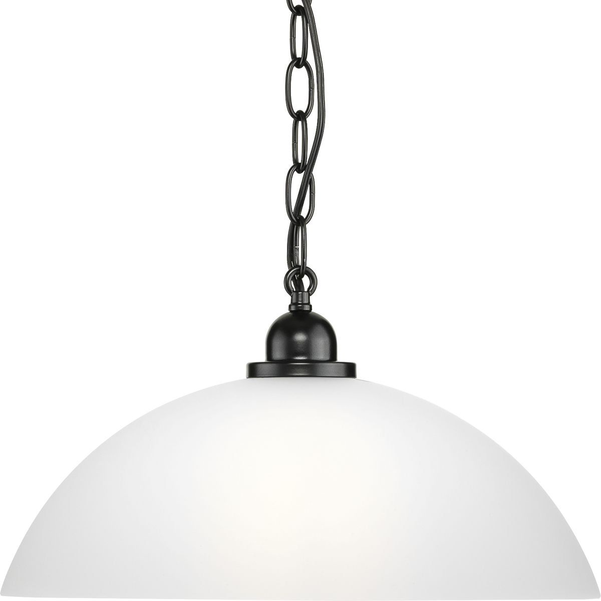 Matte Black Glass Dome Pendant Light with Nickel Accents