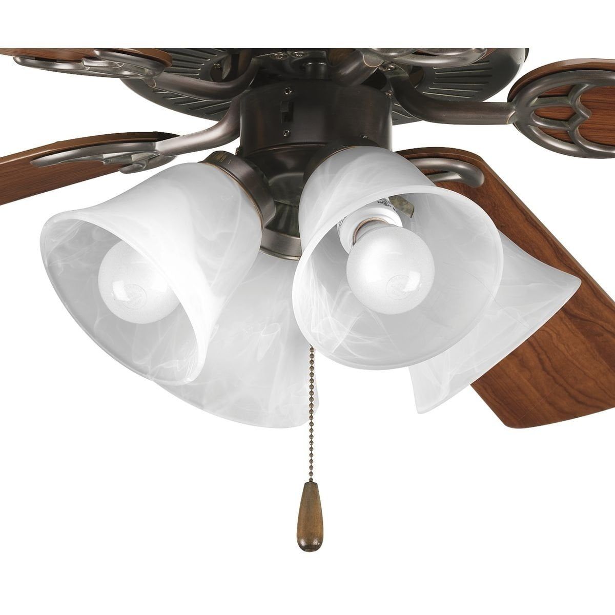 Antique Bronze LED Ceiling Fan Light Kit with Alabaster Glass Shades