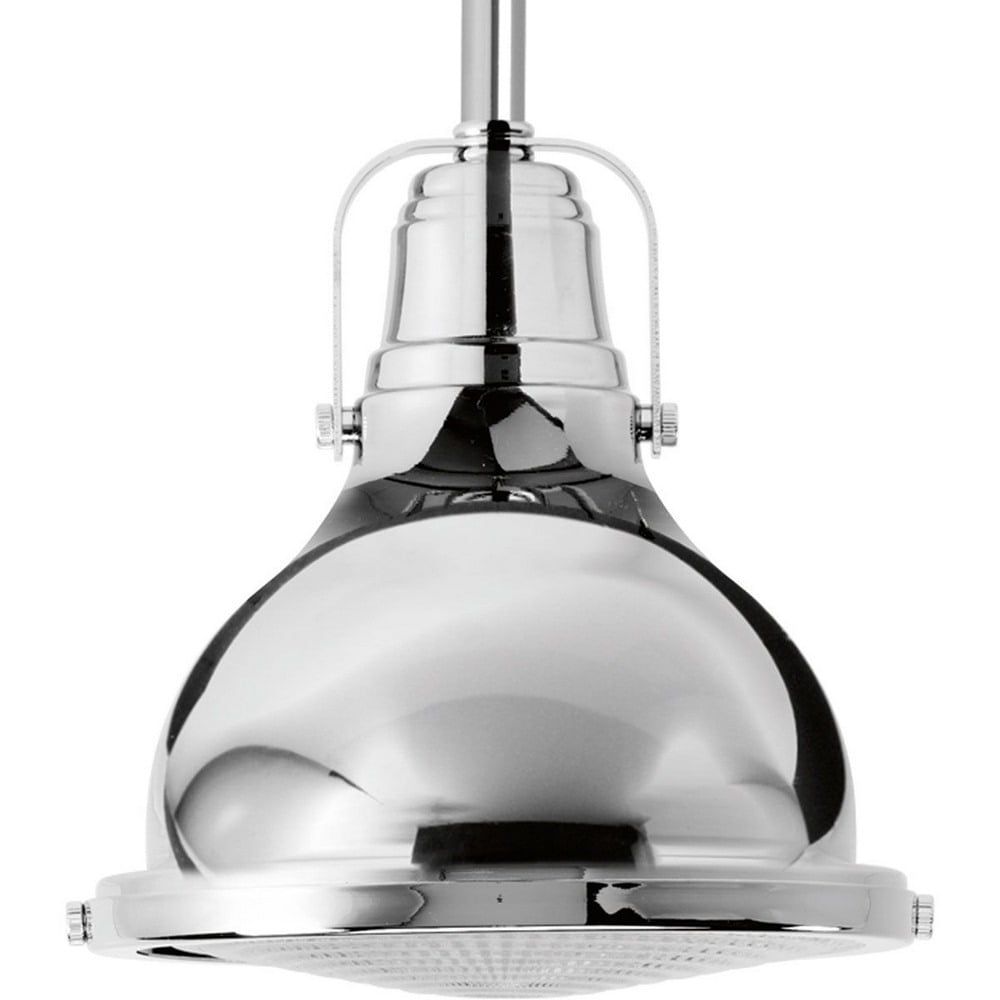 Polished Chrome LED Mini Pendant with Clear Fresnel Glass