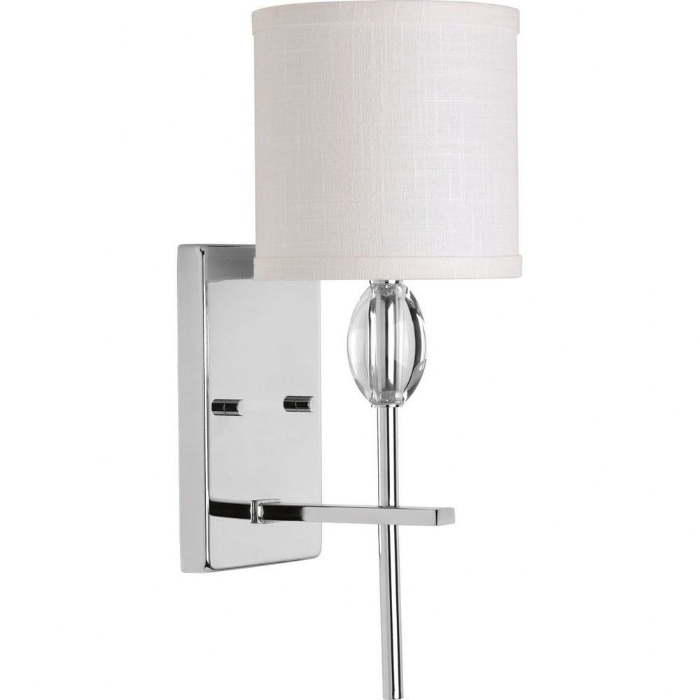 Polished Chrome Dimmable Bath Vanity Light with Linen Shade