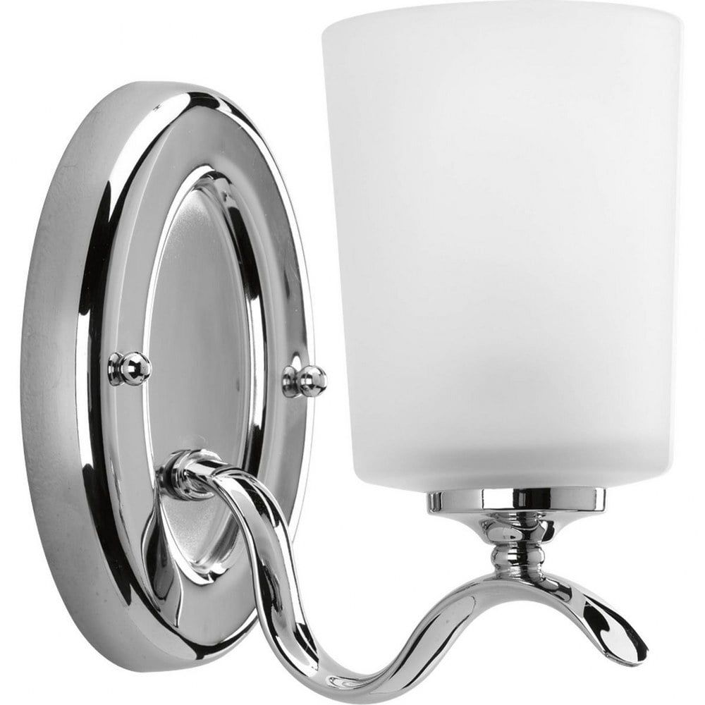 Polished Chrome Dimmable Wall Sconce with Etched Glass Shade