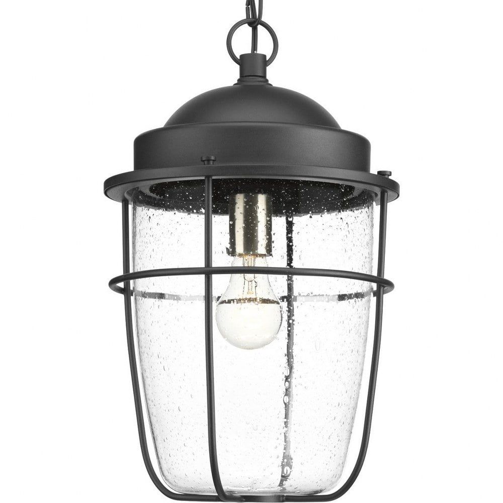 Black Brushed Nickel Glass Outdoor Hanging Lantern