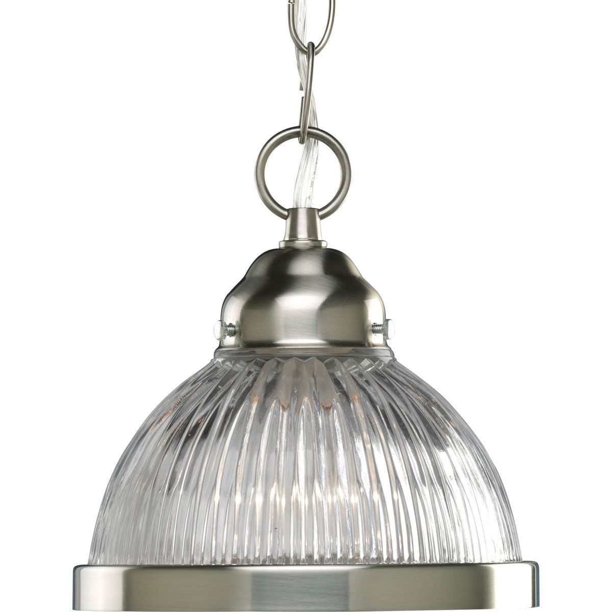 Scalloped Prismatic Glass Mini Pendant in Brushed Nickel