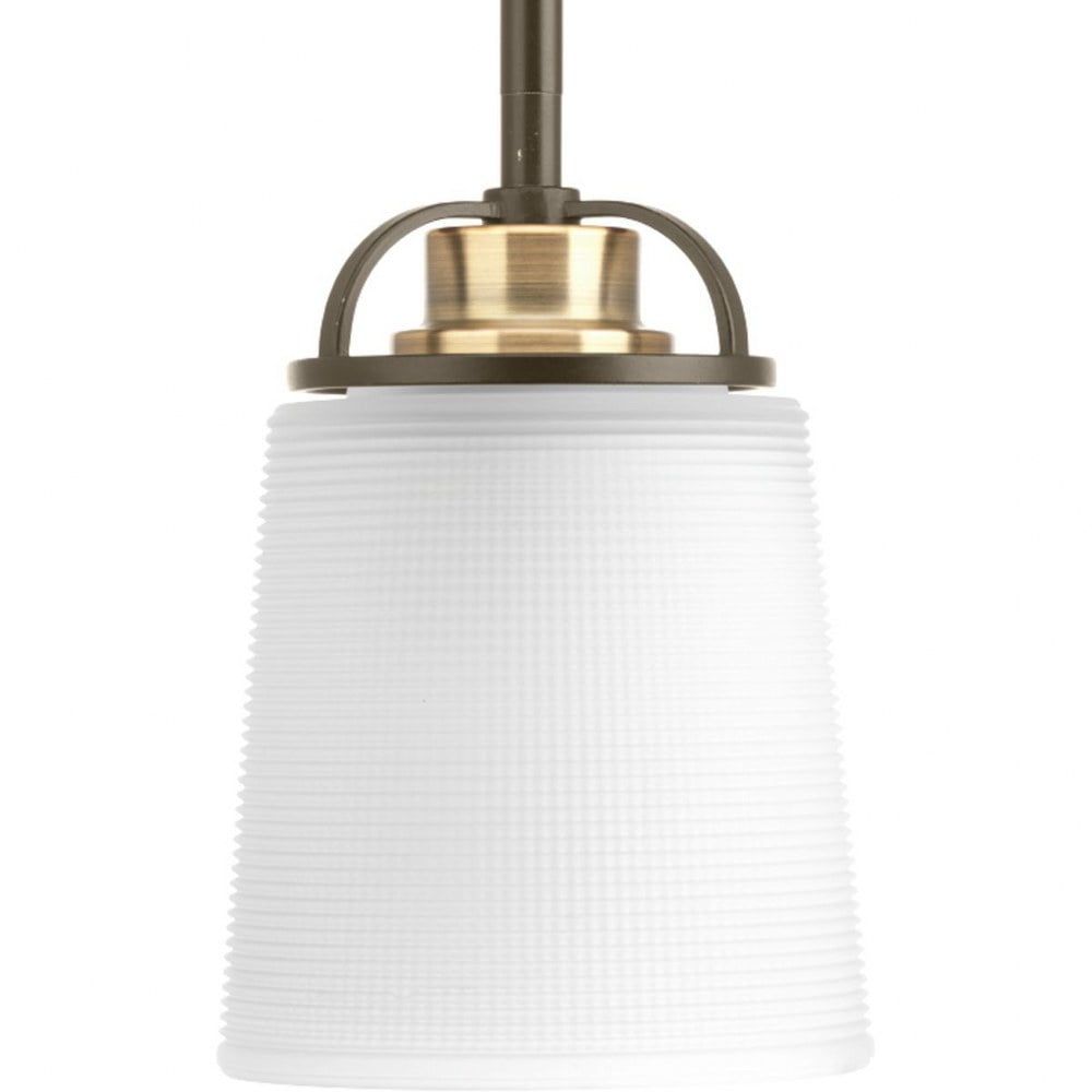 West Village Mini Pendant Light with Double Prismatic Glass Shade in Antique Bronze