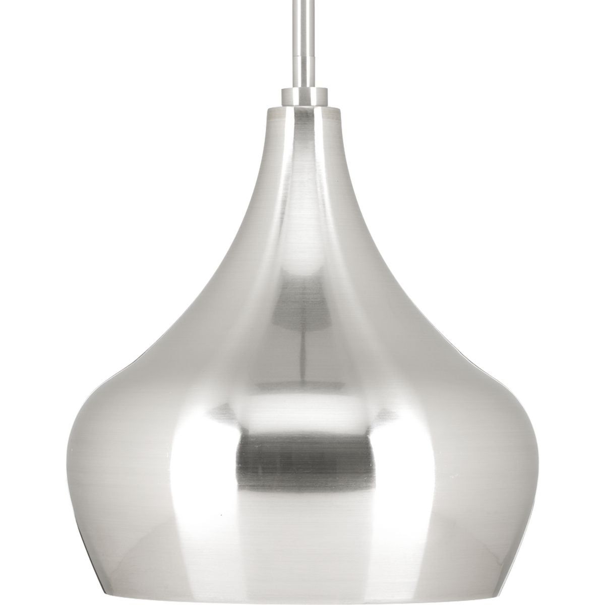 Mini Onion Brushed Nickel LED Pendant Light with White Linen Interior