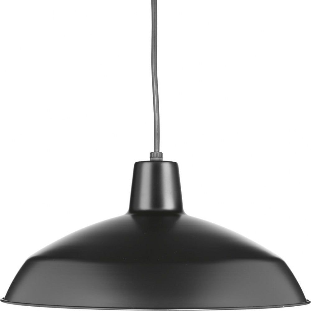 Matte Black Glass Indoor/Outdoor Pendant Light, 16" Wide