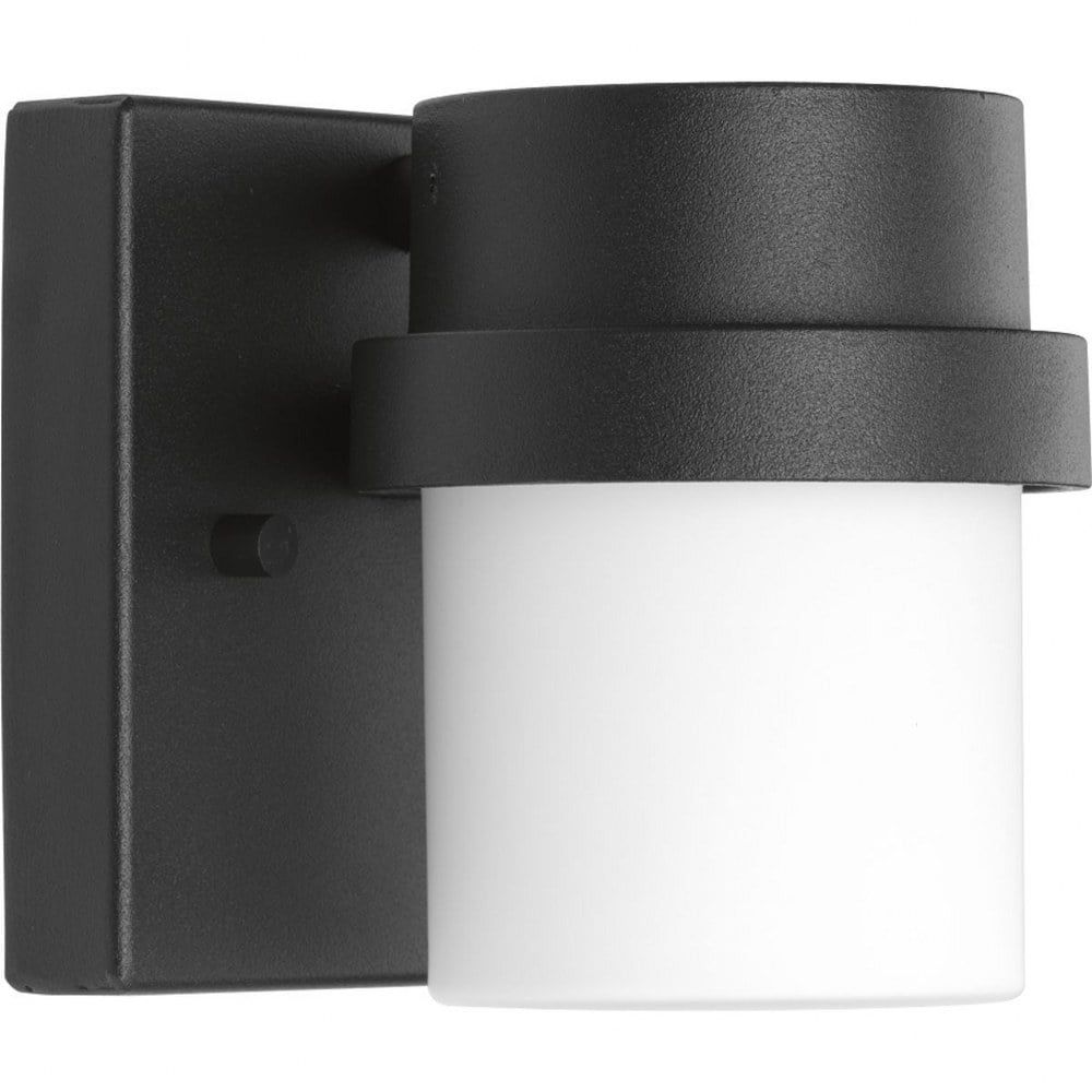 Black Aluminum LED Outdoor Wall Lantern with Glass Shade